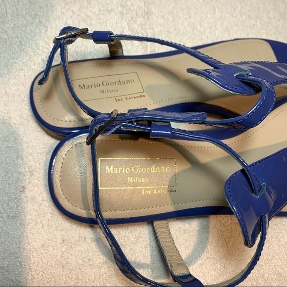 Mario Giordano Zalando Genuine Full Leather Flat T Sandals Ankle Strap Milano 38 - Picture 3 of 11